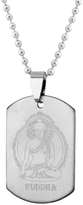 338x832 Voylla Lord Buddha Dog Tag Pendant Silver Stainless Steel Price In - Dog Tag Sketch