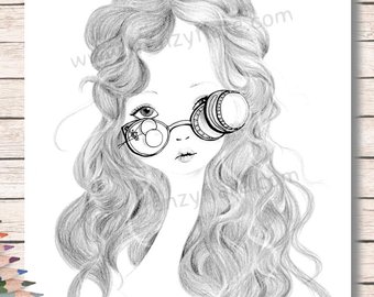 340x270 Girl Face Print Etsy - Doll Face Sketch