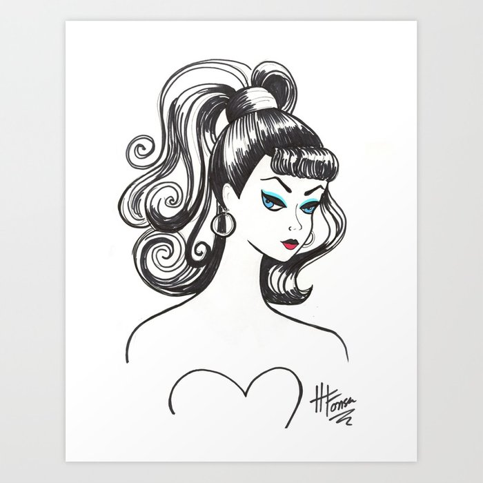 700x700 Vintage Fashion Doll Sketch Art Print By Heatherfonseca Society6 - Doll Sketch