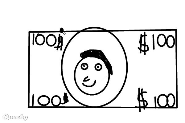 600x400 Collection Of 100 Dollar Drawing High Quality, Free Cliparts - Dollar Bill Sketch