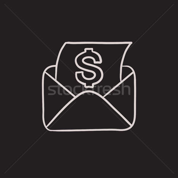 600x600 Envelope Mail With Dollar Sign Sketch Icon. Stock Photo Andrei - Dollar Sign Sketch