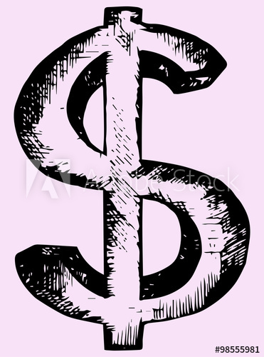 371x500 Dollar Sign, Doodle Style, Sketch Illustration - Dollar Sign Sketch