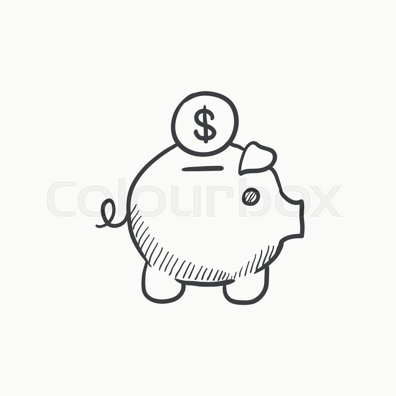 800x800 Piggy Bank With Dollar Vector Sketch Icon Isolated On Background - Dollar Sketch