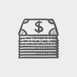 300x300 Stack Of Dollar Bills Sketch Icon Premium Clipart - Dollar Sketch