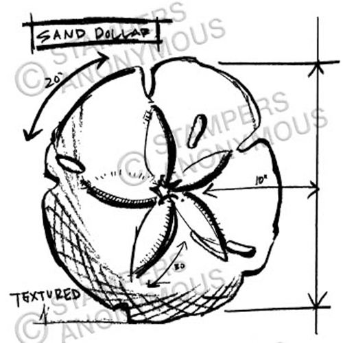 500x500 Tim Holtz Rubber Stamp Sand Dollar Sketch Stampers Anonymous M2 - Dollar Sketch