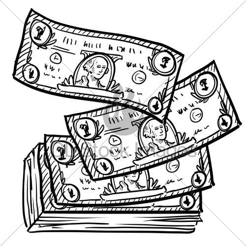 500x500 American Dollars Paper Currency Sketch Gl Stock Images - Dollar Sketch