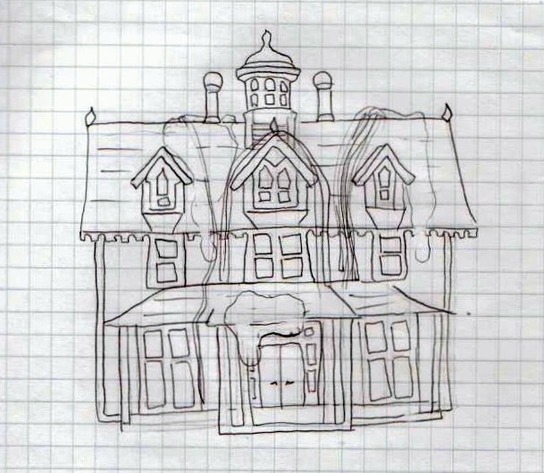 609x530 Pre Doriano Sketches Family Magic Series - Dollhouse Sketch