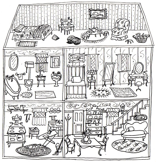 550x568 Dollhouse Ann Wood Handmade - Dollhouse Sketch