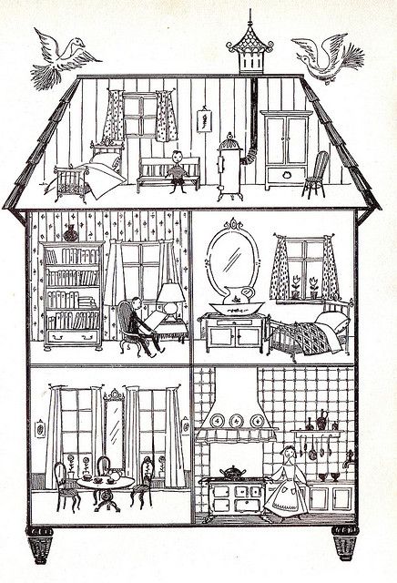 436x640 Dollshouse L950ies Art Journal Illustration, House - Dollhouse Sketch