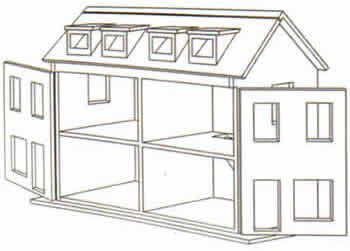 350x251 Free Doll House Design Plans Wooden Doll House Plan, Double - Dollhouse Sketch