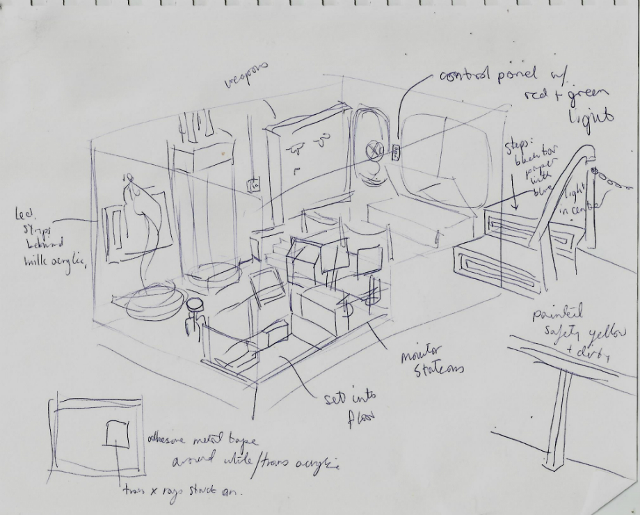 920x740 Sketch Action Figure Dollhouse Tube Room Laboratory Suzanne Forbes - Dollhouse Sketch