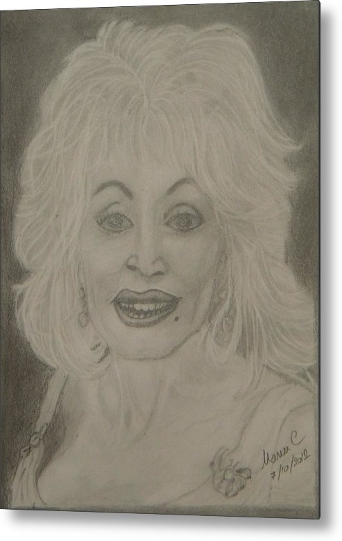 493x779 Dolly Parton Metal Print By Manuela Constantin - Dolly Parton Sketch