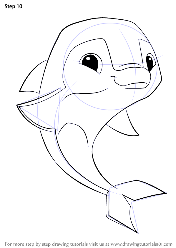 598x844 Learn How To Draw Dolphin From Animal Jam (Animal Jam) Step By - Dolphin Sketch Step By Step