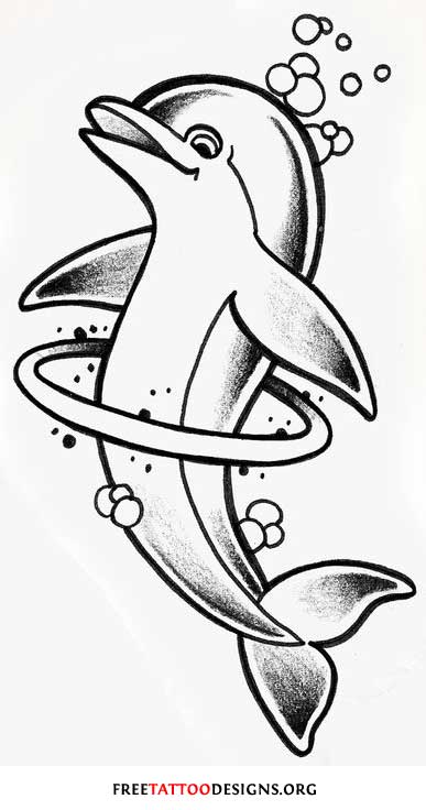 387x736 35 Dolphin Tattoos And Tattoo Designs - Dolphin Tattoo Sketch