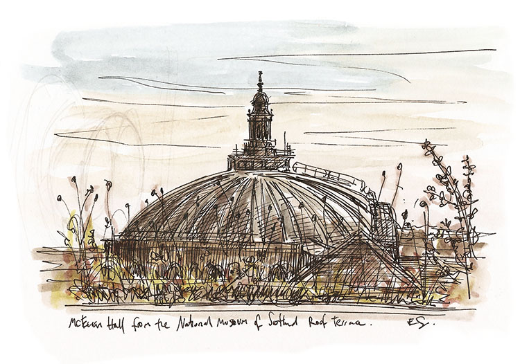 750x526 Edinburgh Sketcher Dome Sketching From An Edinburgh Roof Terrace - Dome Sketch