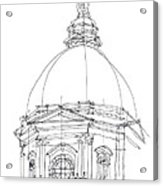 163x186 Golden Dome Sketch Metal Print By Calvin Durham - Dome Sketch