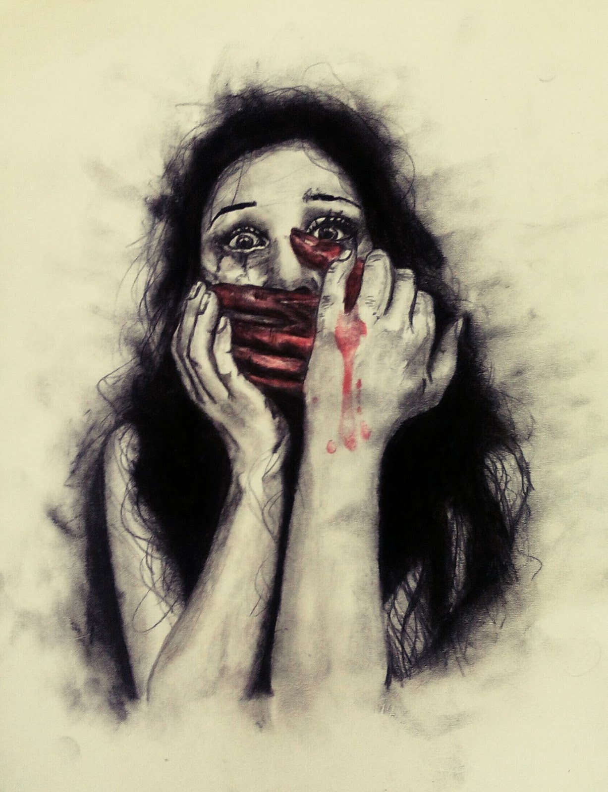 1227x1600 Drawings ,magic And Mentalism By Hameem Charcoal Drawing Of Girl - Domestic Violence Sketch