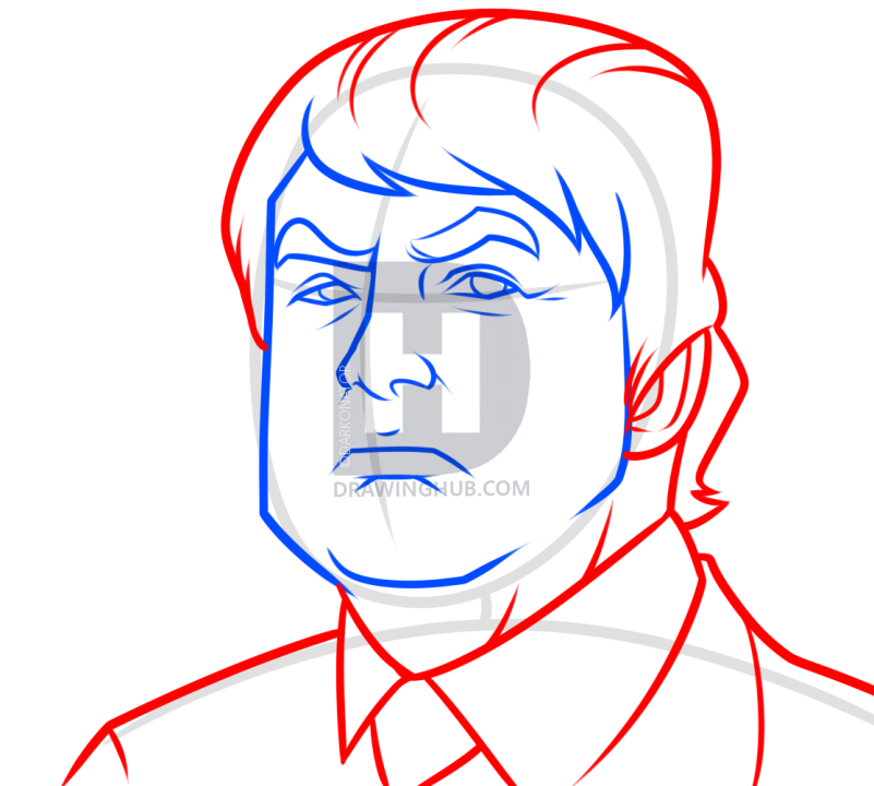 801x720 Donald Trump Drawing Lesson, Step By Step, Drawing Guide, By - Donald Trump Sketch