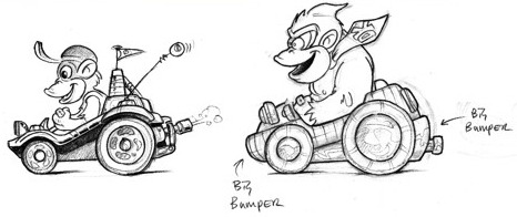 466x196 Donkey Kong Racing (Cancelled Nintendo Gamecube Racing Game 2002 - Donkey Kong Sketch