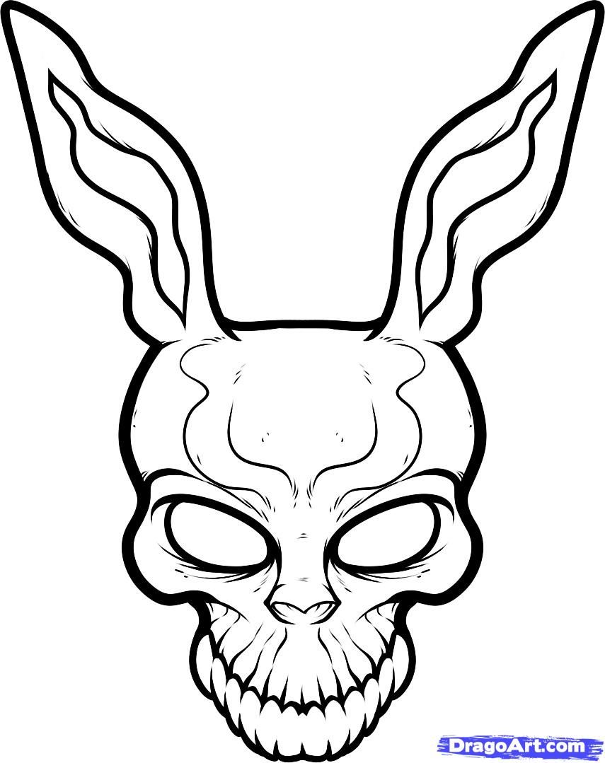 855x1079 How To Draw Frank The Rabbit, Donnie Darko, Step By Step, Movies - Donnie Darko Frank Sketch