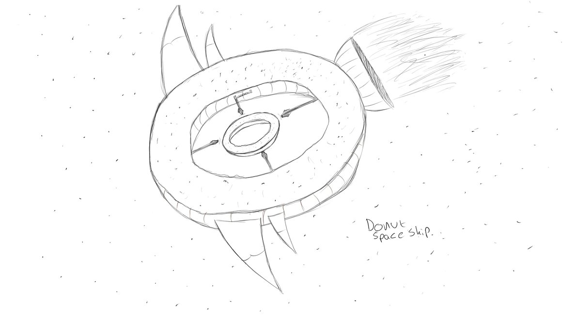 1191x670 Donut Spaceship Sketch By Surfknasen - Donut Sketch