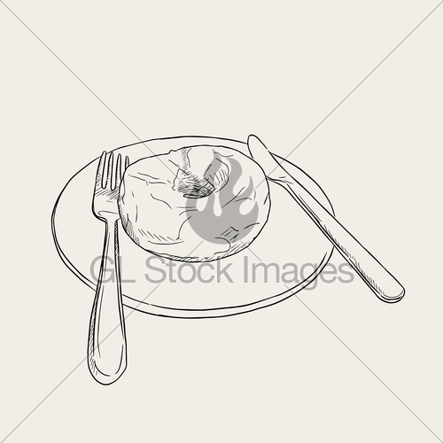 500x500 Sweet Donut Sketch On White Plate. Gl Stock Images - Donut Sketch