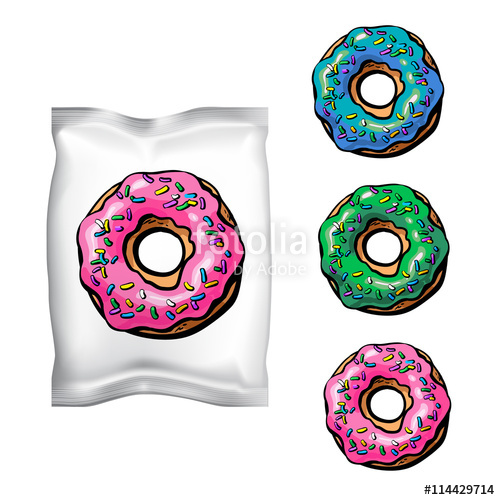500x500 Donut With Packing For Sweets, Vector Illustration Sketch Isolated - Donut Sketch