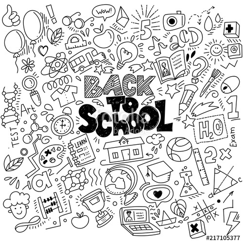 500x500 Hand Drawn Back To School Doodles And Sketch Style Lettering On - Doodle And Sketch