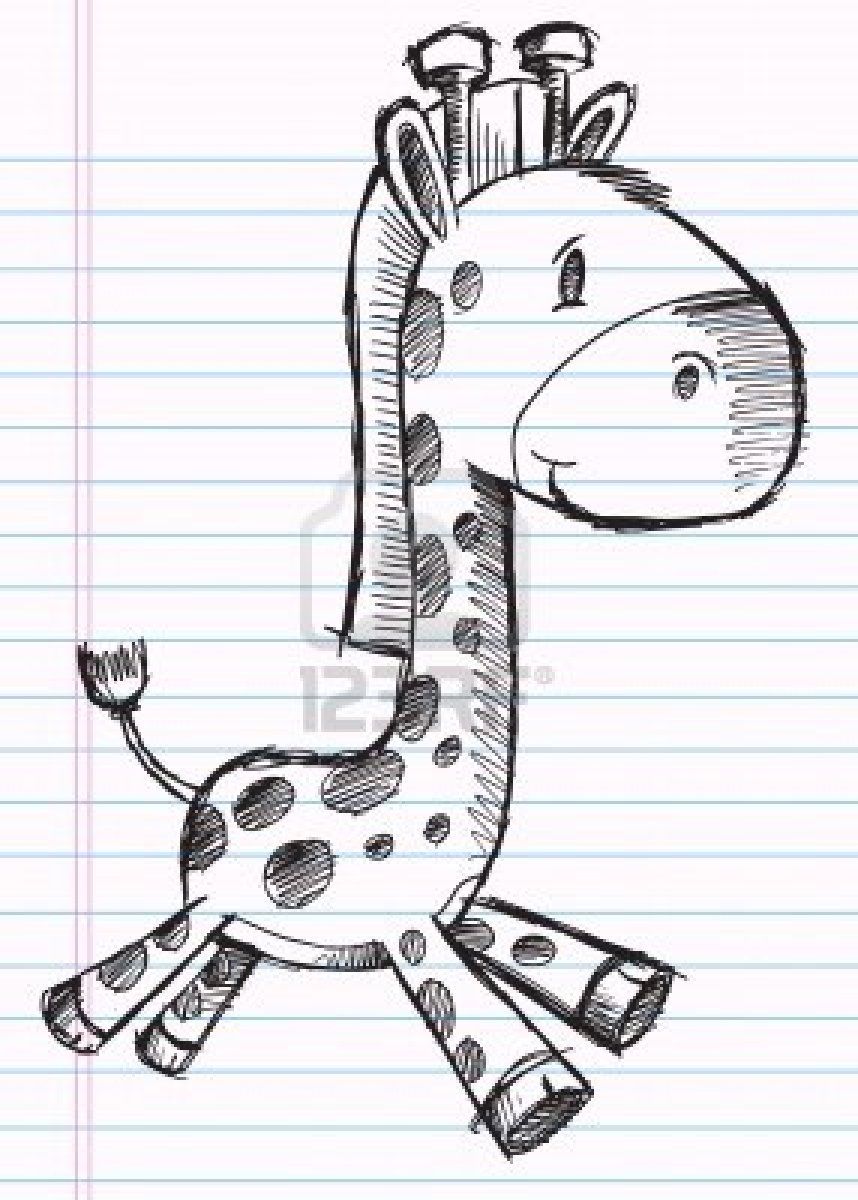 858x1200 Notebook Doodle Sketch Giraffe Vector Illustration Drawing Art - Doodle Sketch