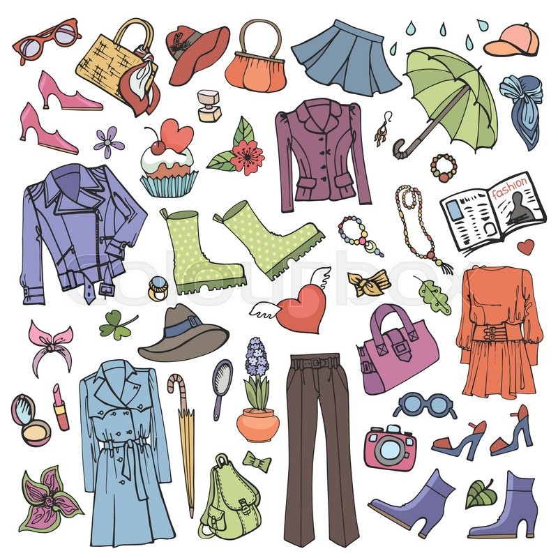 800x800 Spring Fashion Set.vector Hand Drawing Womens Clothing,doodle - Doodle Sketch