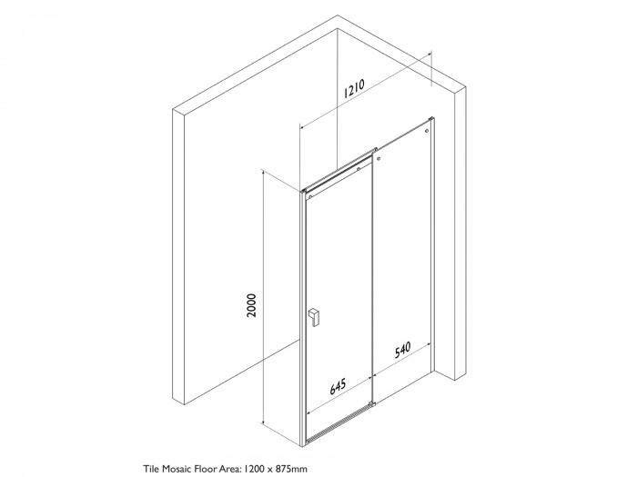 700x525 Crystaltech Sliding Shower Door With Chrome Frame 1210x2000mm - Door Frame Sketch