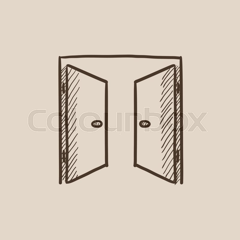 800x800 Open Doors Sketch Icon For Web, Mobile And Infographics. Hand - Door Sketch
