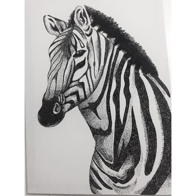 640x640 Dotted Sketch Zebra, Design Amp Craft, Artwork On Carousell - Dotted Sketch