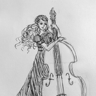 320x320 Inktober For Oct. 17th Bassist - Double Bass Sketch