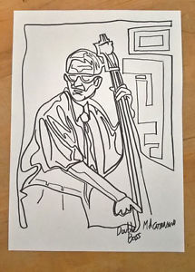 215x300 Original A4 Ink Sketch Drawing - Double Bass Sketch