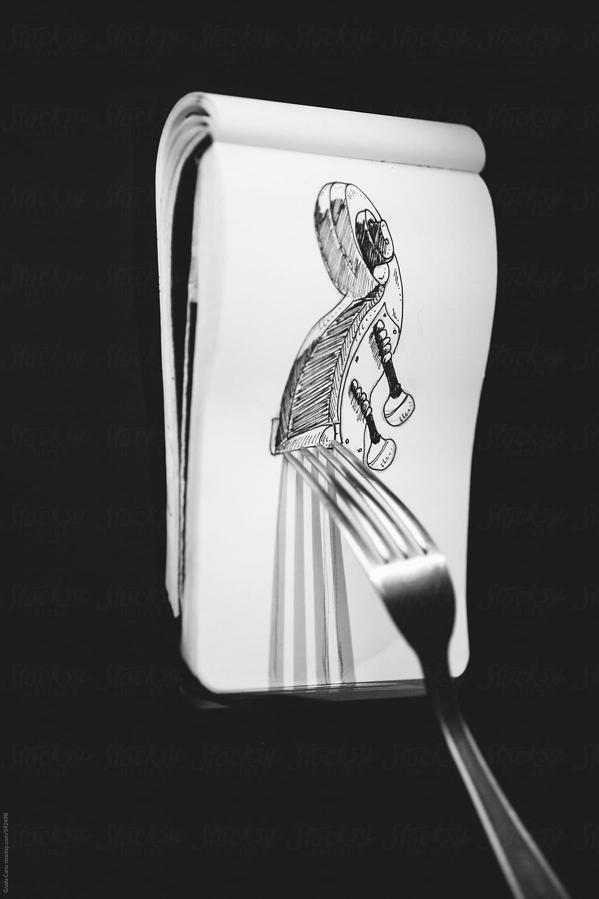 1200x1800 Shadow Of A Fork On A Double Bass Sketch Stocksy United - Double Bass Sketch