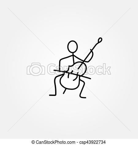 450x470 Stick Fgure Man Paying Double Bass Vector. Stick Figure Man - Double Bass Sketch