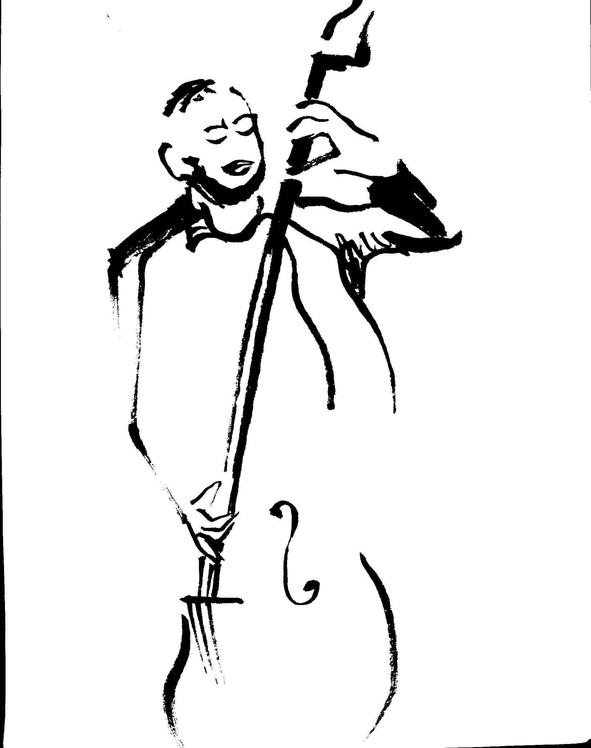 1904x2412 Bass Player - Double Bass Sketch