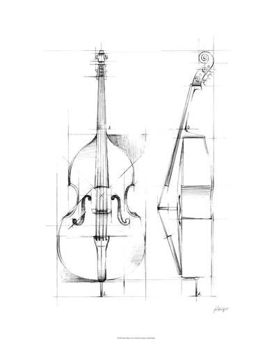 391x488 Bass Sketch Limited Edition By Ethan Harper - Double Bass Sketch
