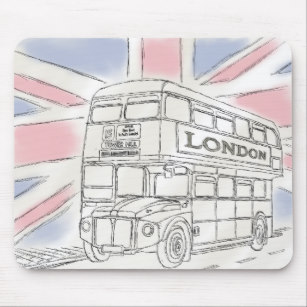 307x307 London Bus Mouse Pads Zazzle - Double Decker Bus Sketch