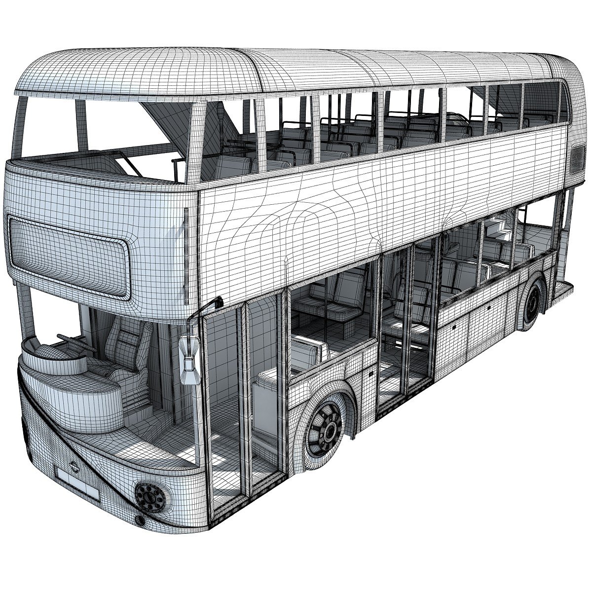 1200x1200 London Double Decker Bus 3d Model 3d Horse - Double Decker Bus Sketch