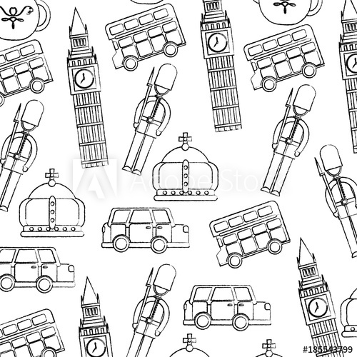 500x500 Guard Big Ben Double Decker Bus Crown London United Kingdom - Double Decker Bus Sketch