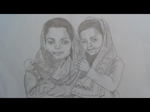 480x360 Double Face Pencil Sketch Of Girls - Double Face Sketch