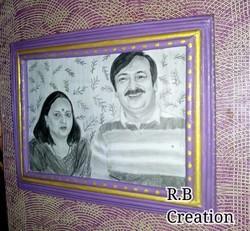 250x231 Pencil Sketch Double Face With Handmade Special Framing - Double Face Sketch