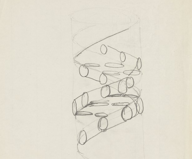 616x510 Sketch Of The Dna Double Helix By Francis Crick - Double Helix Sketch