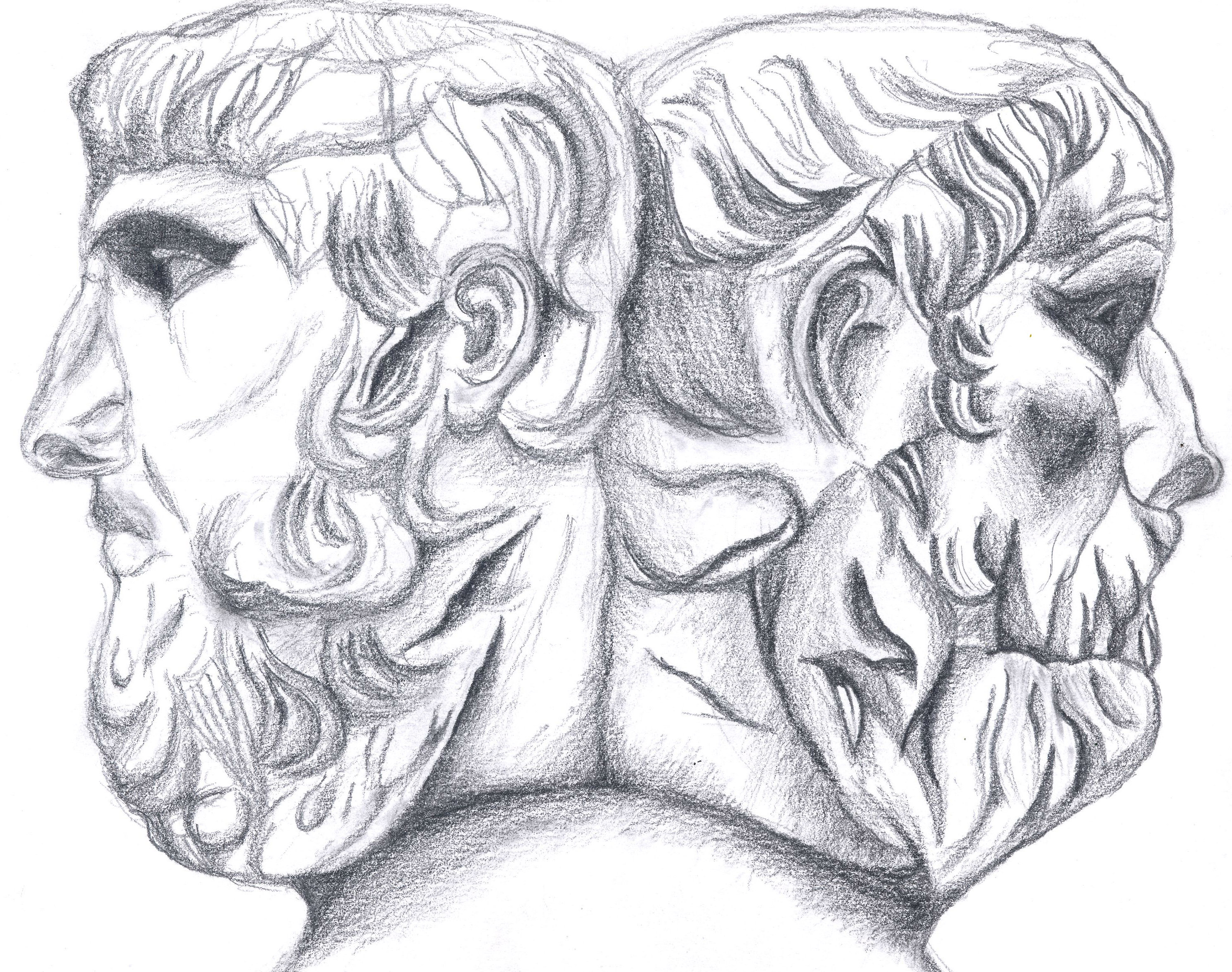 2986x2355 My Sketch Of The Double Portrait Of Aristophanes And Sophocles - Double Sketch