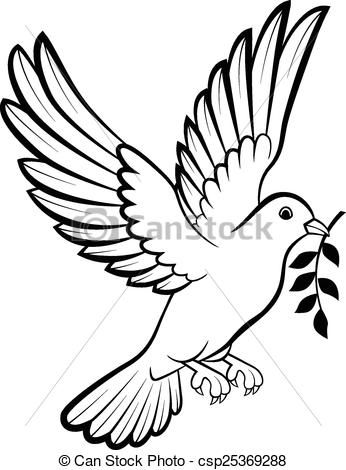 346x470 Vector Of Cartoon Dove Birds Logo For Peace C - Dove Bird Sketch