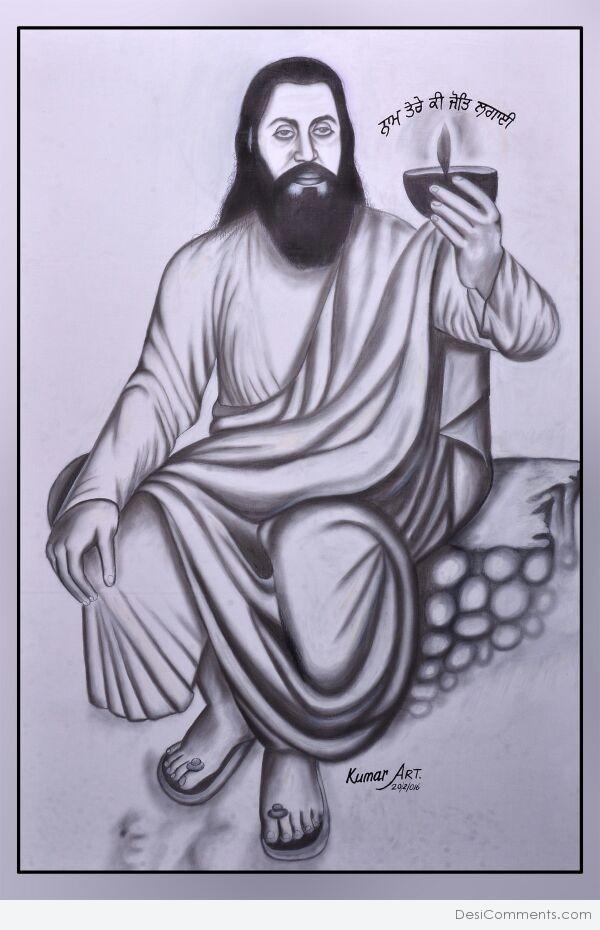 600x930 Pencil Sketch Of Guru Ravidass Ji - Download Sketch Guru