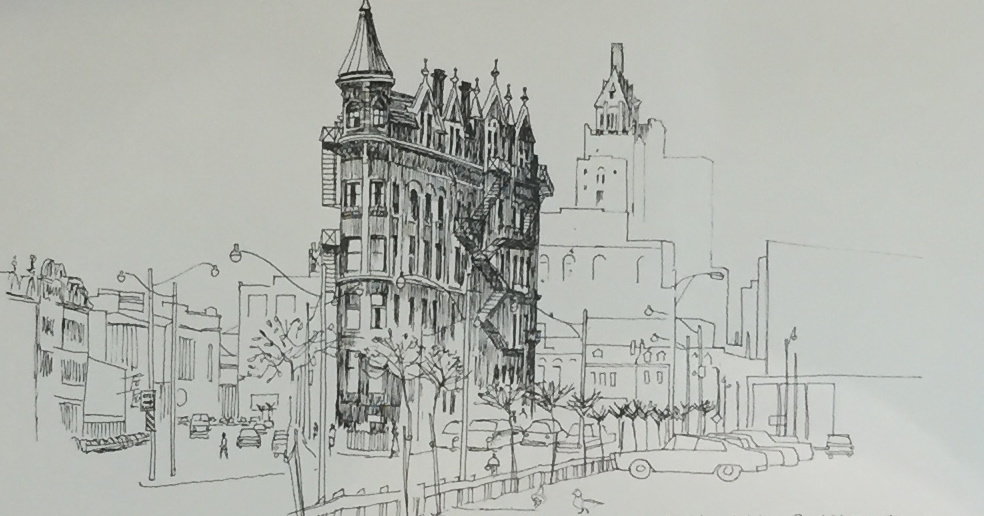 984x516 Pen And Ink Drawing Of Downtown Toronto. Collectors Weekly - Downtown Sketch