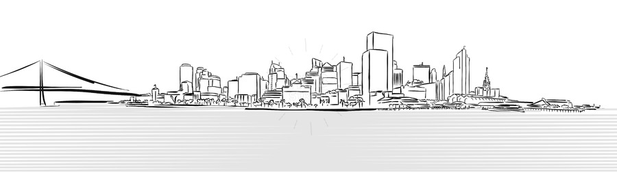900x253 San Francisco Downtown From Pier Sketch Hebstreits - Downtown Sketch
